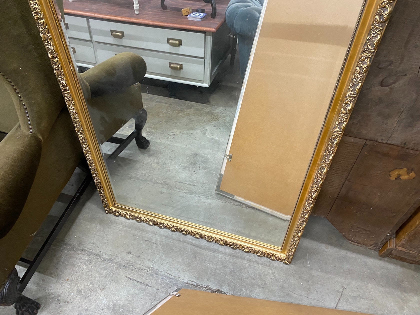 Two reproduction Victorian style rectangular gilt frame mirrors, larger width 127cm, height 128cm